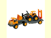 Bild für Bino Kinder Spielzeug Auto Anhänger + Bulldozer Spielauto Kinderspiel
