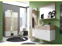 Bild für TrendTeam Garderobe 101G4S Kombination 4-teilig mit großem Schrank und Spiegel, Eiche hell/ weiß