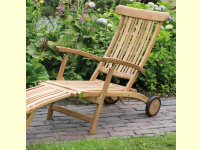 Bild für deVries Gartenliege Sonnenliege Flores Deckchair aus Teakholz mit Räder